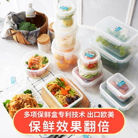 Longshida Round/Rectangular Plastic Food Storage Containers with Lids, Transparent Refrigerator Organizer Bins