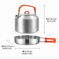 Cooker Set Outdoor Cooker Stainless Steel 16.5cm with Frying Pan Family Camping Mountaineering Cooking Utensils