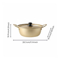 Induction and Gas Compatible Korean Ramen Pot Multi-Purpose Instant Pasta Pot Easy to Clean Double Handle Stockpot Lightweight for Singles, Students, Home Kitchen, Dorm Room