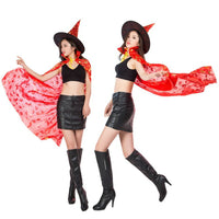Halloween Cosplay Witch Queen Cape and Hat Set for Parties and Performances