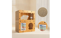 Cat Scratcher House Wooden Cat Structure with Sisal Ramp Interactive Animal Furniture for Cats, Kittens, Corner, Living Room