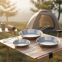 Stainless Steel Folding Pan Lightweight Portable Mini Frying Skillet Simple to Clean Folding Handle Skillet for Campers, Backpackers, Travel, Picnic