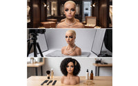 Mannequin Head with Shoulders Professional Realistic Mannequin Head Bald Display Bust for Cosplayers, Jewelers, Storefronts, Photography Studios