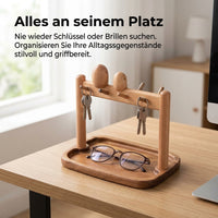 Key Board Organizer with Tray, Decorative Key Holder made of Beech & Acacia, 16x17x3cm, for Entryway