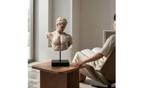 Antique-Style Bust Sculpture Stone-Look Classical Bust Sturdy Male Torso Sculpture Minimalist for Entryway Console