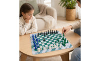 Marble-Style Four-Player Chess Set Easy to Carry Chess Set with Mat Sturdy High Quality for Families, Gatherings
