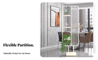 Drill-Unrestricted Installation Partition Screen with Shelves Unrestricted Standing Design Room Divider Space-Dividing Home Furniture Textured Glass Panel for Apartment Dwellers, Telecommuting Workers, Small Business Owners, Aerial-Plan Areas, in Ice