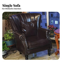 Retro Design Upholstered Wingback Chair High Back Design Tufted Single Sofa Rolled Arms Armchair Space Saving for Business Owners, Homeowners, Hotel, Photo Studio, Small Areas, Study