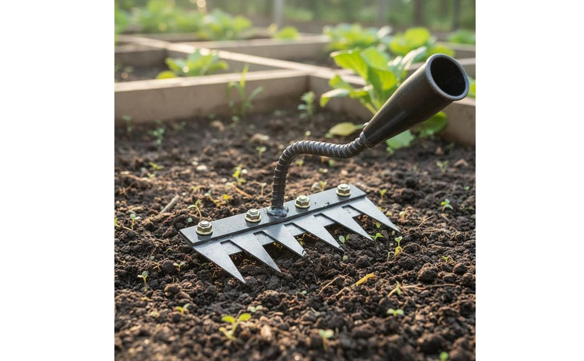 2 in 1 Garden Hand Rake Multi-Tine Hoe Rake Soil Loosening Cultivator for Farmers, Gardeners, Farm, Yard Planting Weeding