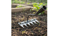 2 in 1 Garden Hand Rake Multi-Tine Hoe Rake Soil Loosening Cultivator for Farmers, Gardeners, Farm, Yard Planting Weeding