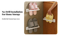 Wall Mounted Slipper Rack Drill Washroom Shoe Organizer Space-Saving Wall Mounted Shoe Rack for Renters, Homeowners, Bedroom, Closet, Behind Door