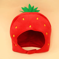 Leaf-Shaped Topper Strawberry Pet Hat Yellow Spots Stuffed Strawberry Hat Lightweight Headwear Funny Novelty for Pets, Photography, Performance