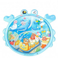 Raised Edge Inflatable Water Play Mat Clear Center Baby Water Play Mat Underwater Cartoon Graphics Waterproof Plastic for Babies, Crawling