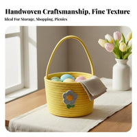 Rope Basket Handmade Easter Egg Basket Versatile Small Picnic Tote for Families, Adults, Home Decor, Gift Giving