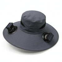 Wide Brim Sun Hat with Fan Cooling Sun Hat with Fan Breathable for Camping