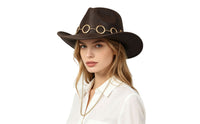 Faux Leather Cowboy Hat Distressed Leather Cowboy Hat Wide Brim for Concertgoers, Entertainers, Concerts, Costume Parties, Festivals