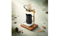 Manual Coffee Dripper Stand Solid Wood  Gold-Colored Metal Wooden Coffee Dripper Holder