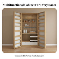Snack and Drink Organizer Cabinet Large Capacity Tall Sideboard Cabinet Multi-Functional Double Door Storage Cupboard for Families, Homeowners