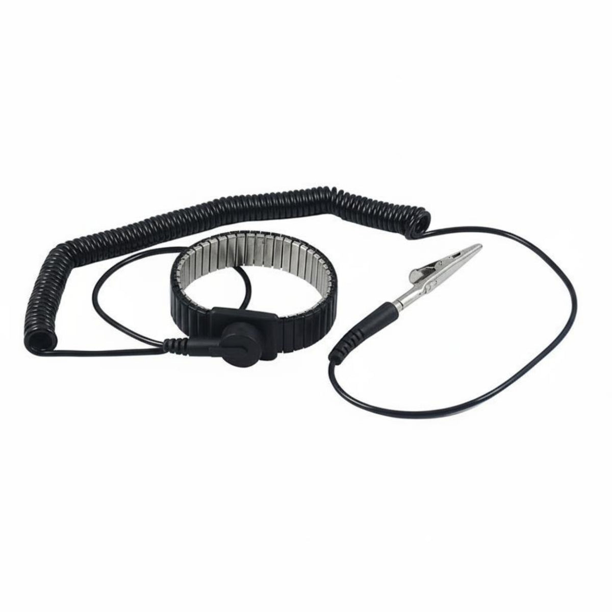 Adjustable Fit ESD Wrist Strap Long-Lasting Anti-Static Wrist Strap Coiled Cord Wired Anti-Static Bracelet for Technicians