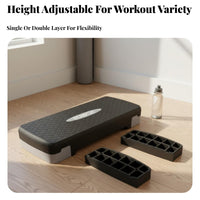 Multifunctional Aerobic Exercise Step Platform Reinforced Construction Cardio Exercise Stepper Compact Storage Fitness Training Step Deck Space-Saving Design for Children, Family, Beginners, Home Gym