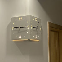 Double Sided Corner Wall Clock Luminous Corner Wall Clock with Light Modern for Hallway