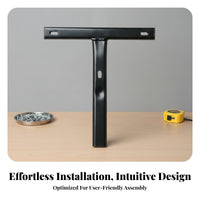 Oblong Holes T-Shaped Chair Back Rod Rounded Ends Office Chair Back Rod Metal T-Shaped Bar Steel Bar Black