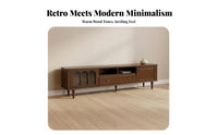 2 Pieces Mid-Centuryera TV Console and Coffee Table sturdy Wood Mid-Centuryera TV Stand and Coffee Table Set With Storage Media Furniture for Homeowners, Den