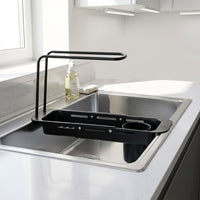 Dish Rack and Dish Drainer with Sink Strainer, Stainless Steel Extendable Utensil Holder, Space Saving Kitchen Sink Organizer with Towel Bar