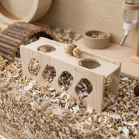 Curved Viewing Tunnel Hamster House, 20cm Wood Hideout for Hamster Accessories, Chewable Small Rodent Burrow and Play Tunnel