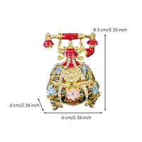 Telephone Jewelry Box Vintage-Style Telephone Trinket Box Jeweled Enamel-Like for Women, Vanity, Dresser
