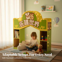 Multi-Functional Design bookcase Cabin Sturdy Construction literacy corner Bench paddinged Seat children's Furniture Anti-Tip Safety Feature for Toddlers, Educators, Parents, Early Education Center, Kindergarten, Playroom, Library