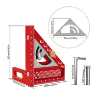 Positioning Pin Metal Combination Square Locking Knob Triangular Protractor Square Reference Holes Woodworking Triangle Ruler Cutout Center for Woodworkers