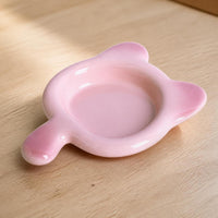 Ceramic Cat Food Bowl with Handle, Anti-Vomiting, Anti-Black Chin, Shallow Dish for Kittens and Small Pets