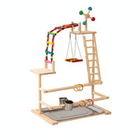 Wooden Bird Activity Center Bird Playstand Interactive Parrot Playstand for Parrots, Indoor