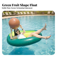 Green Fruit Water Lounger Thickened Material Inflatable Green Fruit Lounger Top-Grade PVC Inflatable Swim Loop for Adults, Kids, Beach