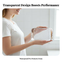 Transparent Makeup Bag Large Capacity Clear PVC Travel Pouch Portable Clear Toiletry Bag for Journeyers, Students, Vacation, Business Trip, Suitcase