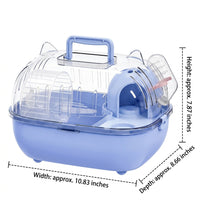 Portable Hamster Cage with Cat Ear Style, Oval Shape Travel Hamster Cage with Water Bottle, Outdoor Small Animal Carrier