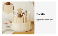 Matte Finish Screen Fun Pretend Pretend Cake Set Wooden Birthday Cake Toy for Display