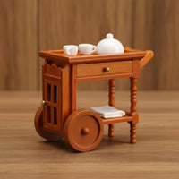 1:12 Dollhouse Handcart with Wheels Dollhouse Serving Cart Miniature Furniture for Model Hobbyists