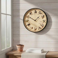 Wall Clock with Bird Design Outdoor Clock with Bird Dial Decorative for Homeowners, Gardeners, Garden, Porch, Backyard