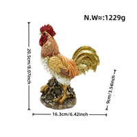 Resin Cockerel Figurine Multicolor Resin Cockerel Figure Textured Chicken Yard Decor for Courtyard