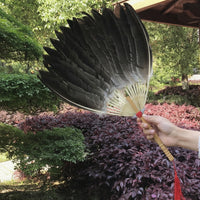 Handmade Goose Feather Fan Decorative Feather Fan Traditional Accessory Oversized for Performers, Cosplayers