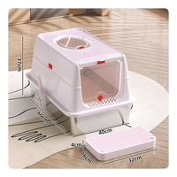 Non-Stick Surface Stainless Steel Litter Box Scratch Resistant Extra Large Flip Top Litter Box High Sides Covered Kitty Litterbox 2-in-1 Design for Small Apartments