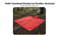 Multi-Use Multifunctional Poncho Packable Multi-Use Rain Poncho Waterproof Hooded Rain Cloak for Backpackers, Campers, Camping, Travel