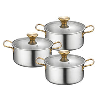6 Pieces Soup Pot Set with Handles Stainless Steel Soup Pot Set Induction Compatible Pots for Home Cooks, Renters, Kitchen, Meal Prep