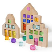 Acrylic High-Transparency Cube Building Blocks Rainbow Translucent Gem Blocks for Kids Creative Assembly Toy