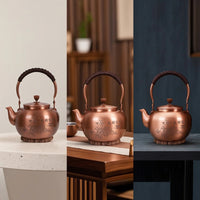 Copper Teapot Engraved Copper Kettle with Handle Vintage Kitchenware for Collectors