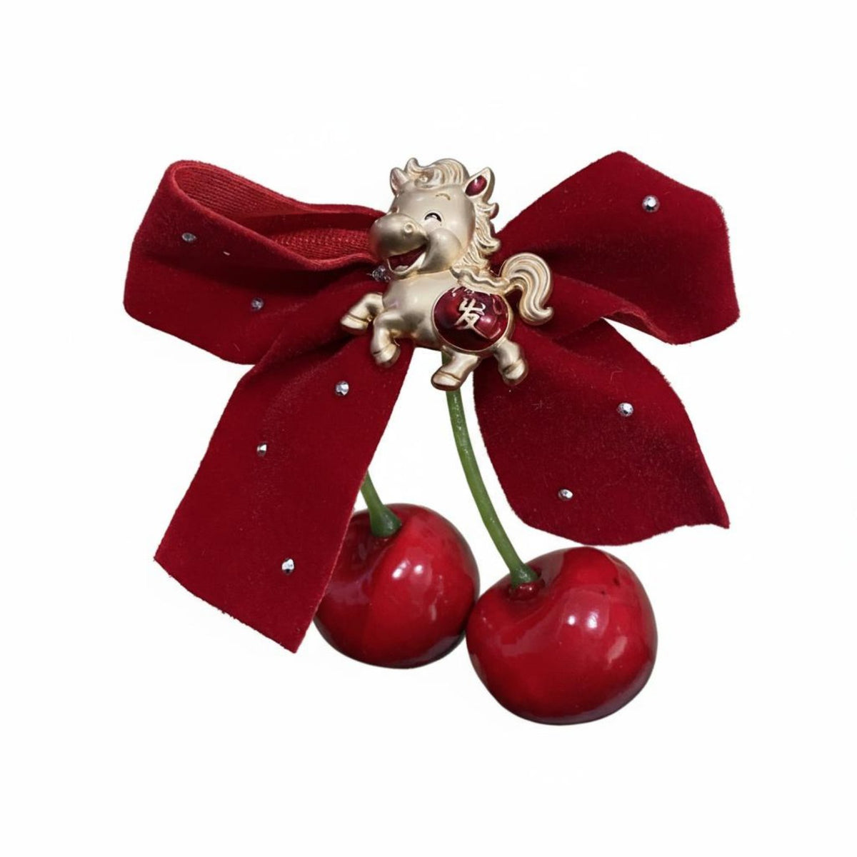 Cherry Hair Accessory Three-Dimensional Fruit Accent Cherry Ribbon Hair Accessory Sweet Design Secure Hold for Women