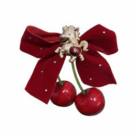 Cherry Hair Accessory Three-Dimensional Fruit Accent Cherry Ribbon Hair Accessory Sweet Design Secure Hold for Women