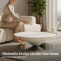 2 Pieces Suspended Disc and Cylinder Table Combo Minimalist Visually Pleasing Household Furniture French Cream and Design